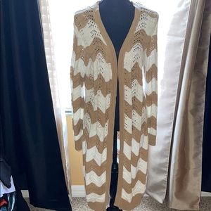 Brand new with tags tan and white sweater duster